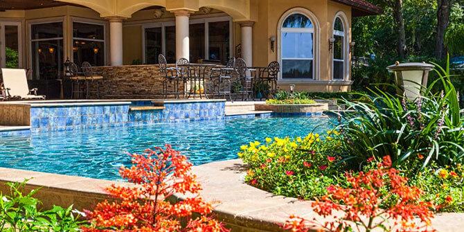 beautifully landscaped pool